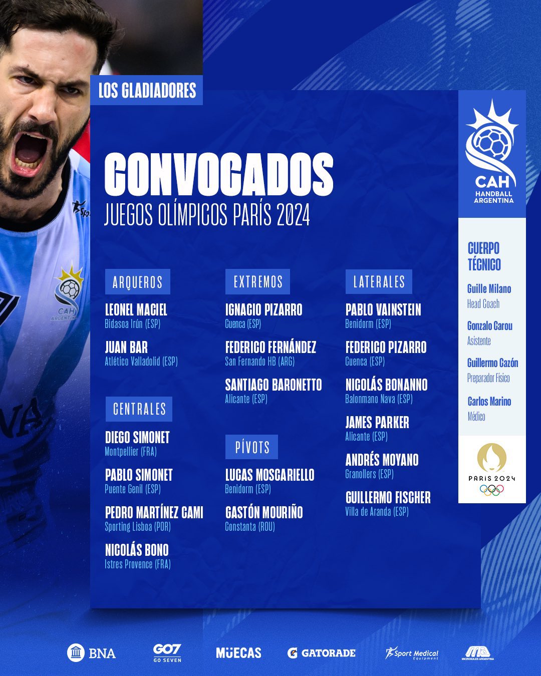 Equipo confirmado de Los Gladiadores para París