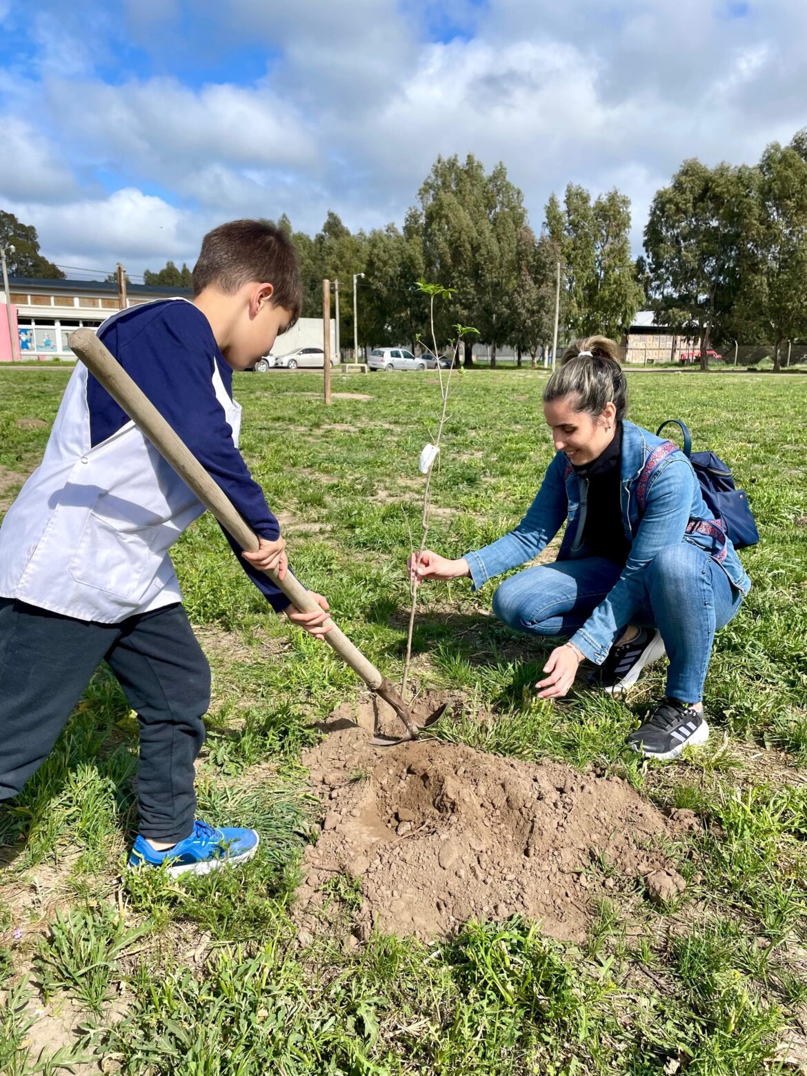 Plantaron 40 árboles en la plaza del barrio San Cayetano de Villalonga